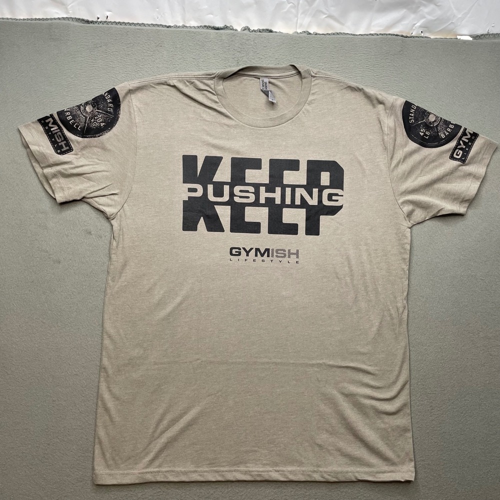 Gymish Lifestyle Men T-Shirt Cotton Blend XL Keep Pushing Fitness Gym Graphic